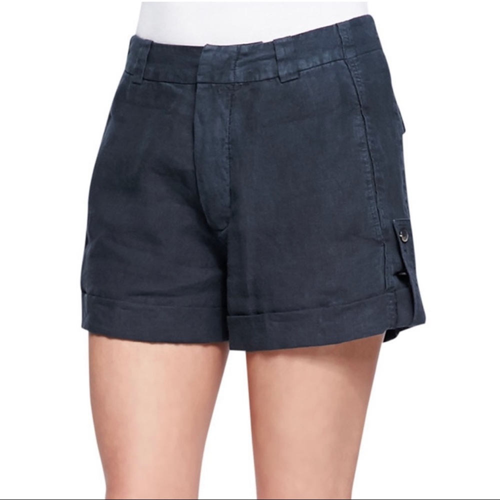 Vince Dark Gray Linen Cuffed Shorts